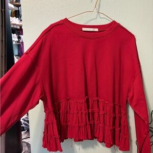 Altar'd State Red Ruffled Sweatshirt
